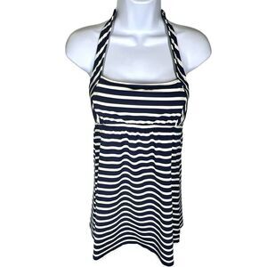 Lands’ End Blue Striped Underwired Swim Bathing Suit Tankini Top Women’s 4P